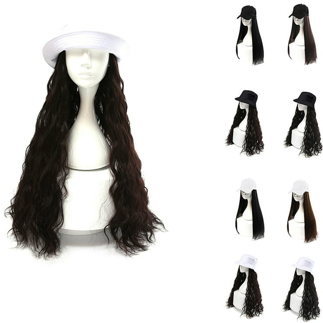 Chapeau Perruque Long 60cm pour Femmes, Micro Rouleau, Grande Vague, Fournitures de Cosplay