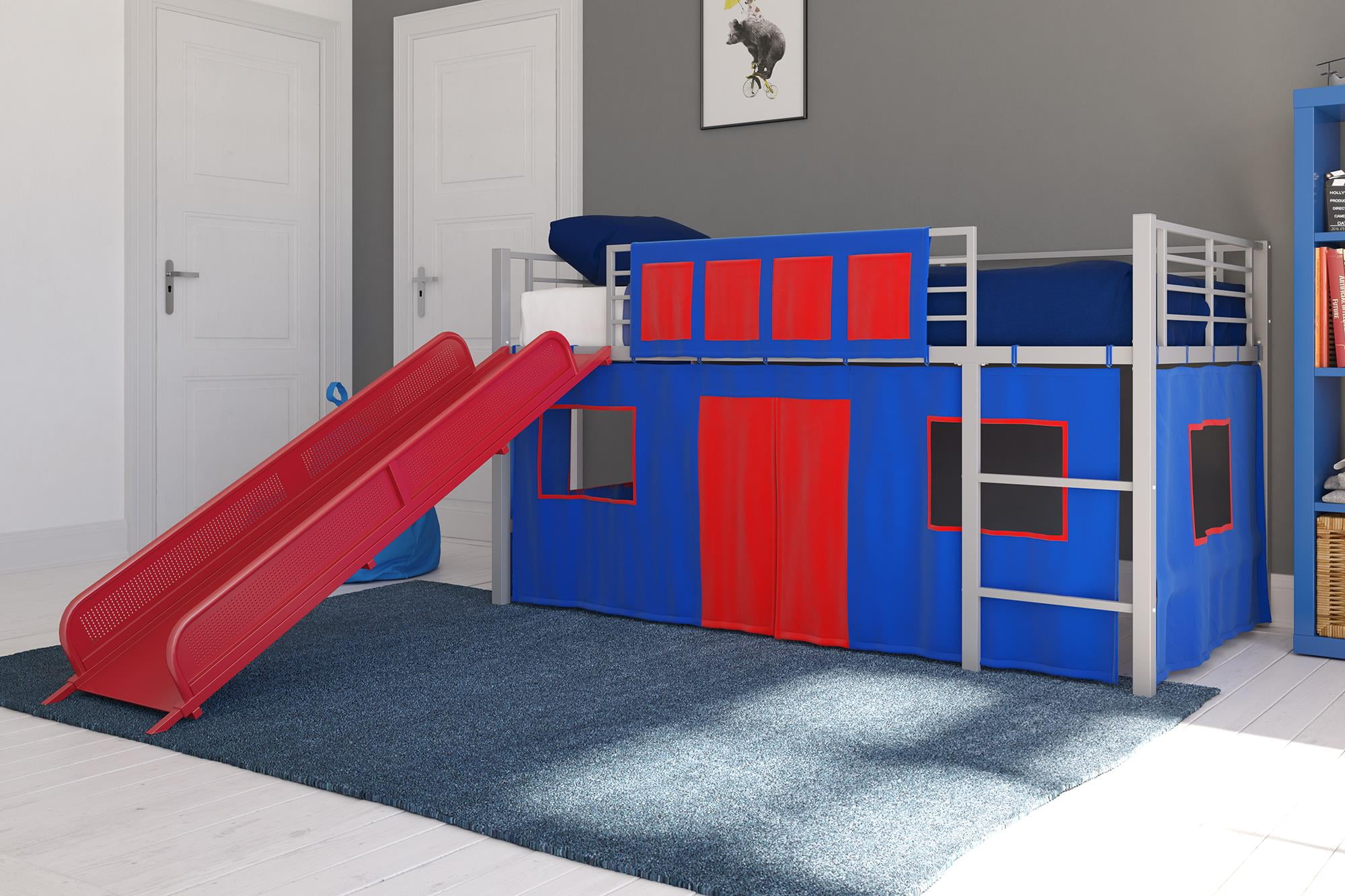 Dhp Junior Silver Loft Bed With Red, Loft Bed With Slide Instruction Manual
