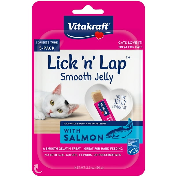 Vitakraft Lick 'n' Lap Smooth Jelly Cat Treat Salmon Flavor, 20 Pack