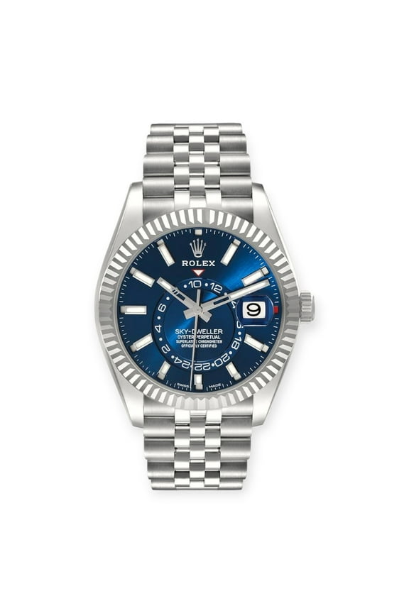 Pre-Owned Rolex Sky-Dweller 326934 Blue Dial Jubilee Bracelet Steel Mens Watch