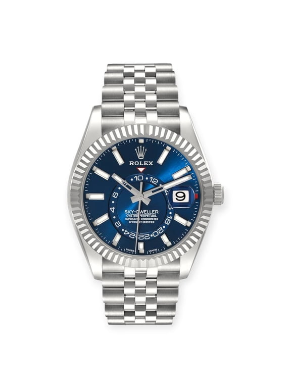 Pre-Owned Rolex Sky-Dweller 326934 Blue Dial Jubilee Bracelet Steel Mens Watch