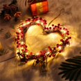 thumbnail image 4 of Guirnalda de corazón del día de San Valentín Baya roja con luces Decoración de la puerta principal Interior Fiesta al aire libre XBTCLXEBCO corona con 20 luces LED con frutos rojos artificiales, 4 of 5