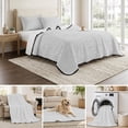 thumbnail image 6 of Twin XL Quilt Set 68''x98'', White Burlap Texture Lightweight Summer Bedspread Coverlet Set with 2 Pillow Shams, Farmhouse Vintage White Breathable All Season Quilt Bedding for Dorm/Guest Room, 6 of 9