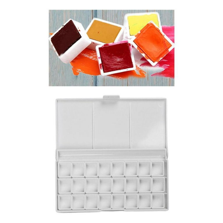Paint Palette Holder Tray Half Pans Set for Acrylic Oil Watercolor 24 Grids