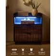 thumbnail image 6 of Night Stand, Fluted Bedroom Nightstand with Charging Port, Modern Bedside Table End Table with LED Light, Open Storage Shelf, 2 Drawer Dresser with Type-C, USB Port, Black&Brown, 6 of 8