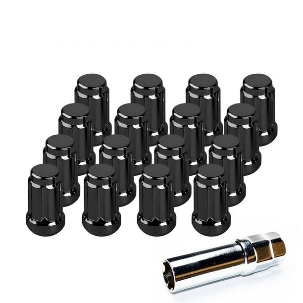 12x1.25 Lug Nuts Black, Spline Drive Wheel Lug Nuts Conical Seat 1.38