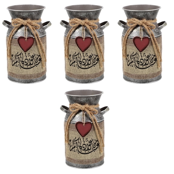 4 PCS Flower Arrangement Vase Tin Vase Flower Pot Office 19X10.5X10.5CM Silver