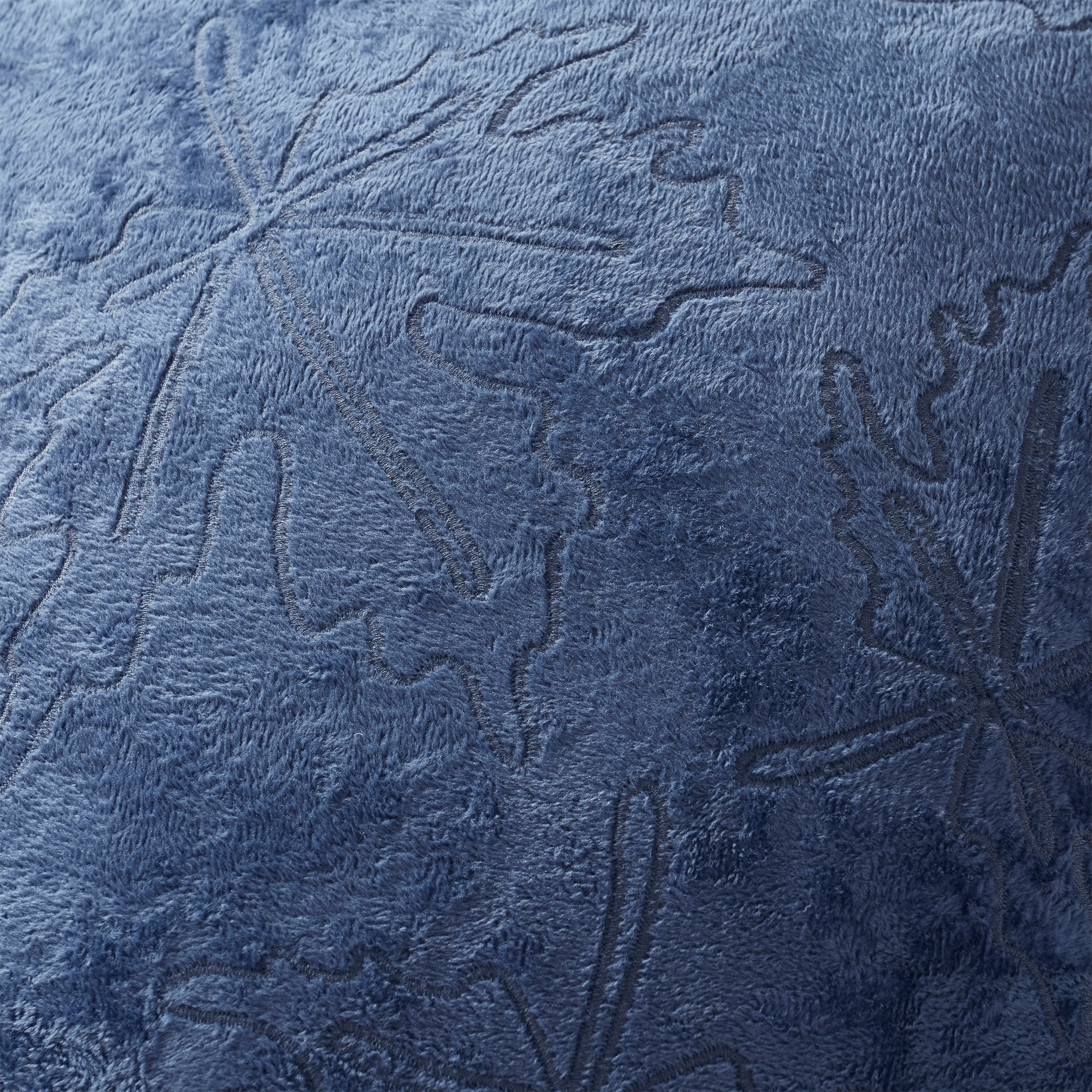 Way to Celebrate 18" x 18" Blue Embroidered Leaves Decorative Pillow