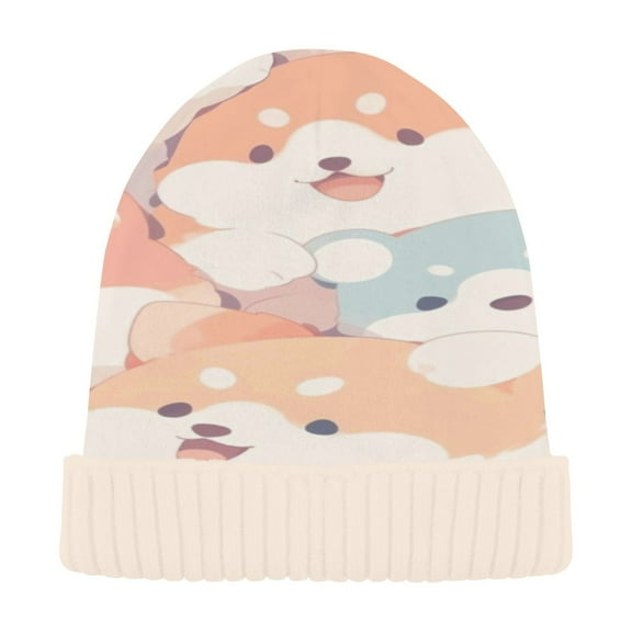 BZSMCE Winter Beanie Hats Casual Warm Cozy CapShiba Inu Pastel Dream Pattern
