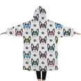 thumbnail image 2 of Oversized Wearable Blanket Hoodie,French Bulldog with Glasses White Sherpa Blanket Hoodie with Super Pockets,Super Warm Fuzzy Pullover for Women & Men, 2 of 6