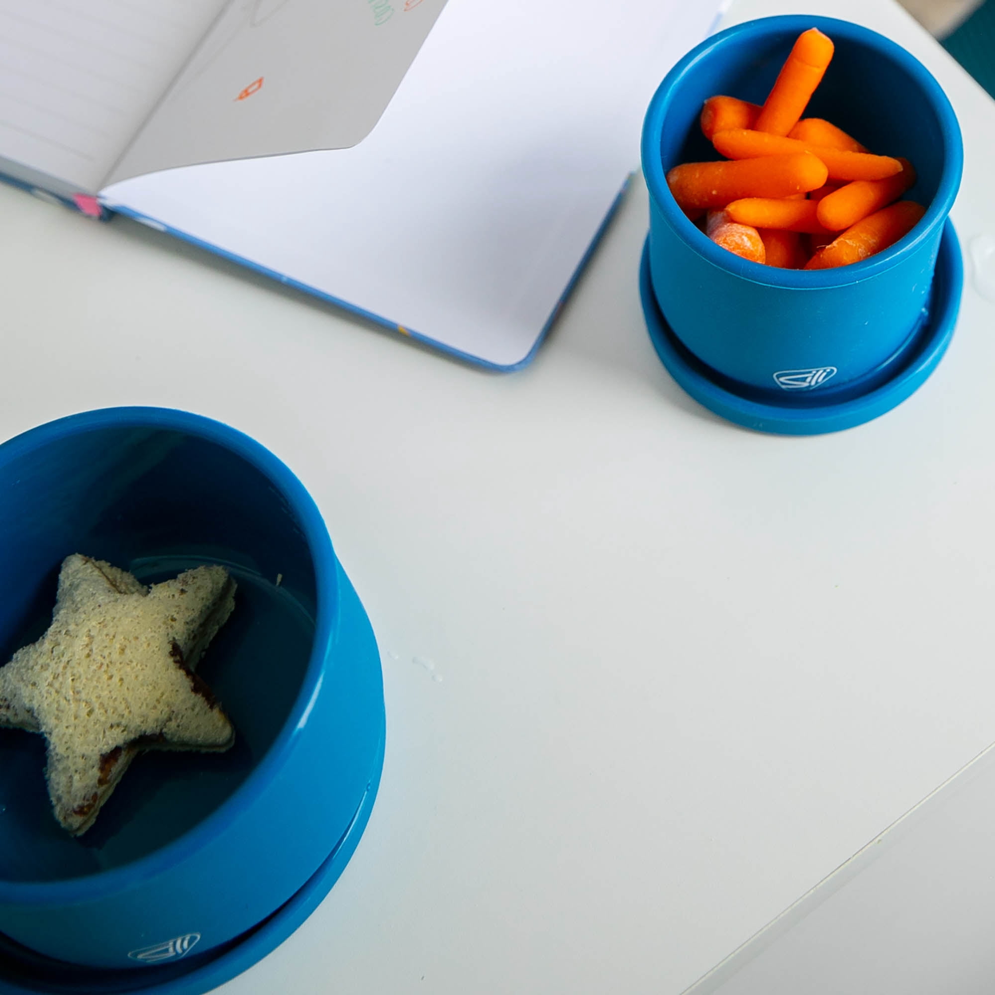 Silipint: Silicone 10oz Lidded Bowls: 2 Pack Moonstone - Unbreakable, Flexible, Microwave-Oven-Dishwasher, Non-Slip
