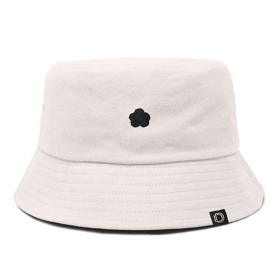 Dalix Lil Flower Embroidered Cotton Cap Outdoor Bucket Hat Womens in Parchment White L Large