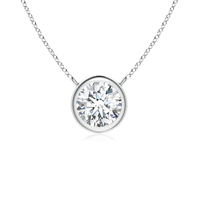 Angara Collier en Diamant Naturel - Collier Solitaire Rond en Diamant avec Lunette en Platine pour Femmes