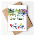thumbnail image 1 of Sao Paula Brazil City Watercolor Wedding Cards Congratulations Greeting Envelopes, 1 of 3