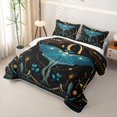 thumbnail image 3 of jejeloiu Wild Animals Moth Quilt King For Girls,Bohemian Exotic Style King Coverlet Set,Black Teal Gold,3-Piece, 3 of 7
