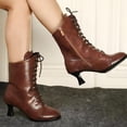 thumbnail image 6 of Women's Victorian Ankle Boots - Mid Calf, Round Toe, Black Boots with Chunky Heel & Lace Up Detail,40, 6 of 7