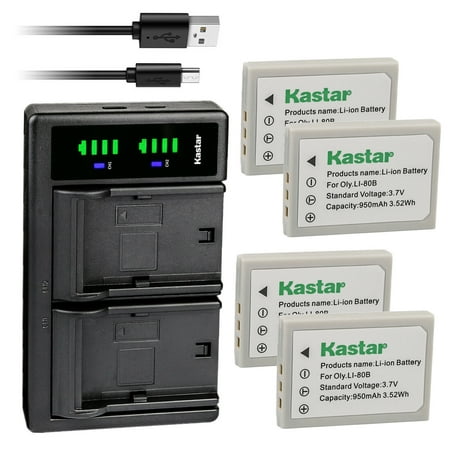 Image of Kastar 4-Pack Battery and LTD2 USB Charger Replacement for AVANT S4 S6 PROSIO Slim Neo Xc534 Slim Neo Xi REVUE DC5 super slim DC50 slim DC55 slim DC6 DC6 super slim DC65 slim Camera
