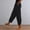 Black, variant on Linen Pants Women Slub Cotton V Stacked Short Casual Plus Size Pants