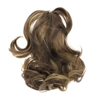 Unique Bargains Christmas 1 Pc Pear Blossom Roll Wig Hair Clips for Hair Extension 11.81" Length Beige Brown