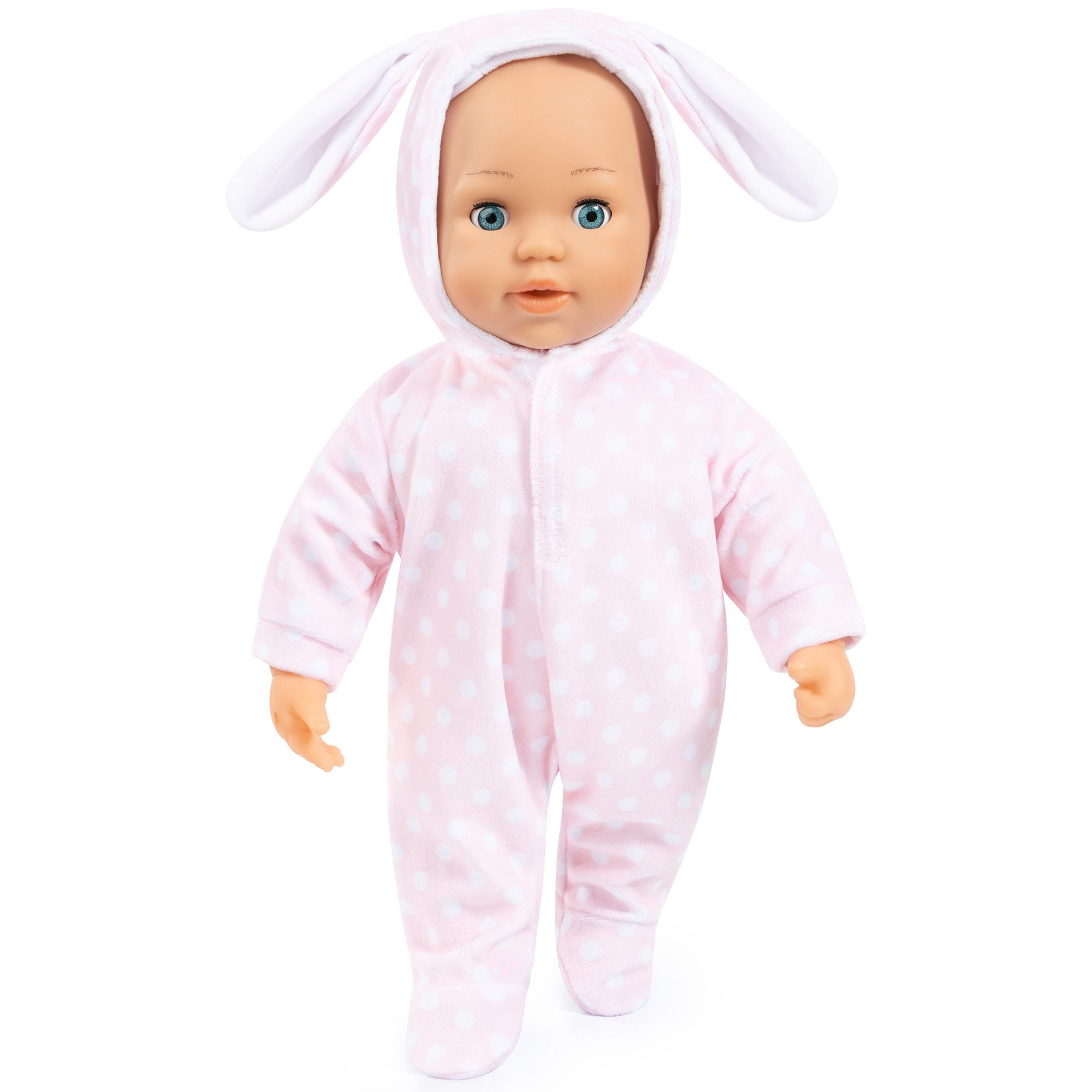 First Words Baby: Anna Pink Bunny 24 Sounds 15" Doll - Pacifier+Bottle, Sleeping Eyes, Press Tummy For Sounds, Ages 3+
