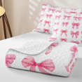 thumbnail image 4 of Erosebridal Princess Bow Quilt Full for Women Girls, Watercolor Ribbon Art Full Bedspread Sets, 3pcs, 4 of 7