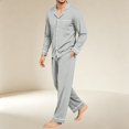 thumbnail image 5 of Iaqnaocc Mens Pajamas Set Soft Comfort Two Piece Set Long Sleeve Button Down Shirts and Pants Breathable Pjs Sets Light Gray XL, 5 of 6