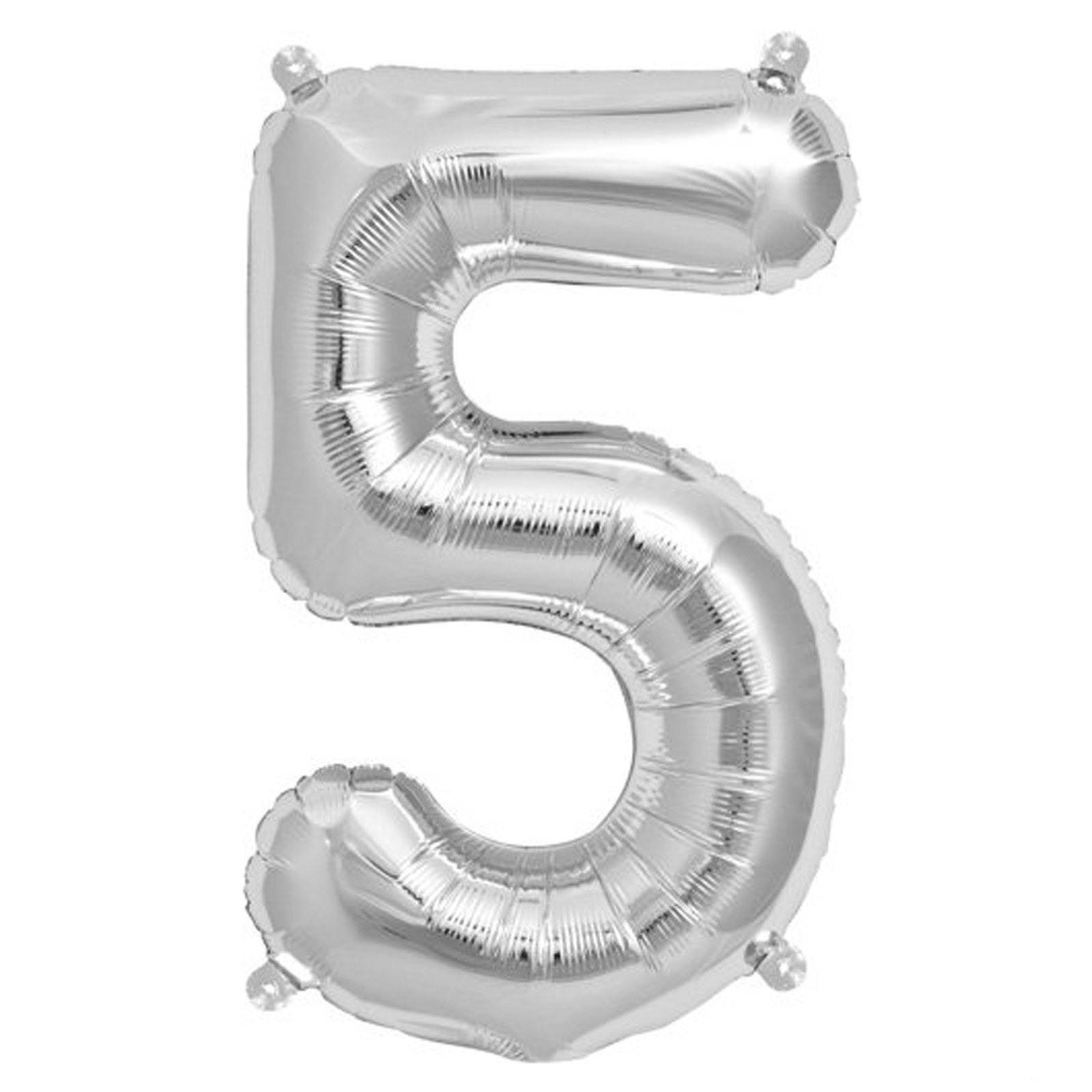 16" Silver Foil Mylar Balloons Numbers 5