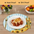 thumbnail image 4 of Sunflower Round 13 Inch Placemats Set of 6, Summer Botanical Yellow Floral Blue Striped HeatResistant Non Slip Place Mats for Dining Table, Wipeable Braided Kitchen Table Mats for Housewarming, 4 of 9