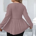thumbnail image 4 of yillto Plus Size Womens Sweaters Long Sleeve Ribbed Knit Lightweight Ruffle Hem Fashion Tunics Tops, 4 of 7