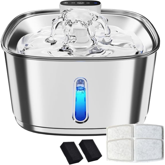 Pawinner Cat Water Fountain Cordless with 2 Filters & 2 Sponges, 108oz/3.2L Wireless Pet Water Fountains for Cats, Ultra Quiet Pump, Battery Operated Cat Drinking Fountain with Motion Sensor