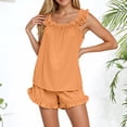 thumbnail image 4 of Womens Pajamas Set 2 Piece Ruffle Pj Soft Tank Top and Shorts Sleepwear Set Bridal Pajama for Women Set, 4 of 6