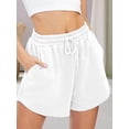thumbnail image 5 of Women Sweat Shorts Casual Summer Comfy Lounge High Waisted Cotton Shorts with Pockets White L, 5 of 6