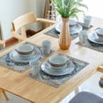 thumbnail image 6 of mubwai Boho Placemats Set of 4 12x18 Inch Light Blue Aqua Teal Yellow Carpet Pattern Ethnic Floral Print Table Mats Farmhouse Decorative Linen Washable Place for Holiday Party Kitchen Dining Decor, 6 of 8