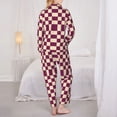 thumbnail image 3 of Pajama Sets for Women 2 Pcs, Groovy hippie checkered vintage Button Down Long Sleeve Sleepwear Lounge PJ Sets, 3 of 6