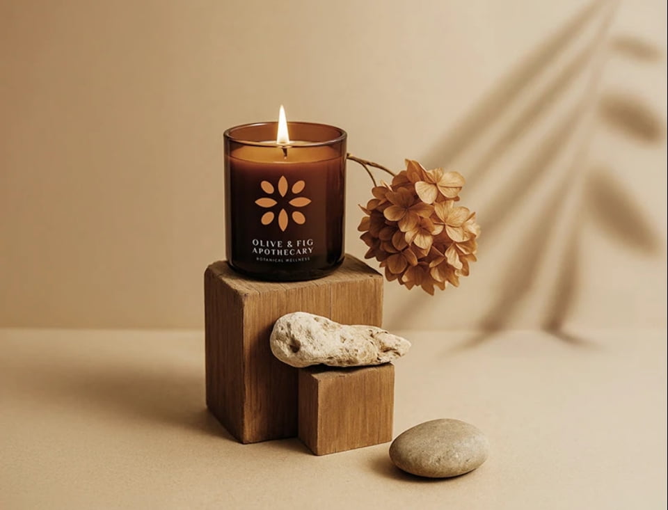 Olive & Fig Apothecary Driftwood Bloom Scented 2-wick Frosted 11 oz candle