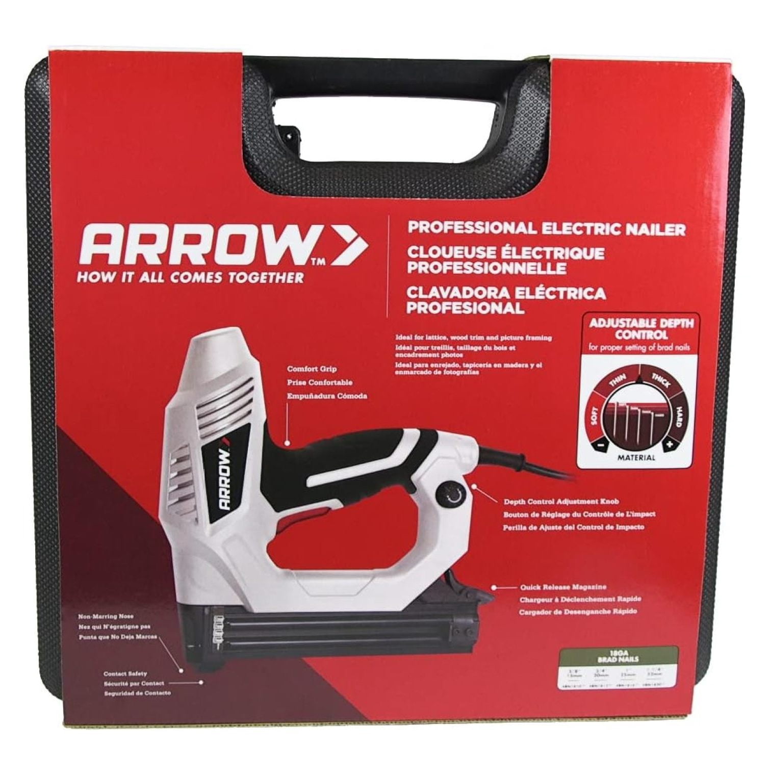 Arrow ET200BN Heavy Duty Electric Brad Nailer, Professional Nail Gun for Trim, Picture Frames, , Fencing, Uses Brad in 5/8", 3/4", and 1"