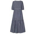 thumbnail image 4 of DYMADE Womens Round Neck Half Sleeve Plaid Print Loose Midi Dress, 4 of 4