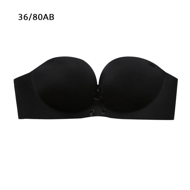 Sujetador sin tirantes para mujer, ropa interior invisible antideslizante, soporte inalámbrico, adhesivo en el pecho para vestido de novia, negro, 36 / 80AB Vogacara AP001168-03B