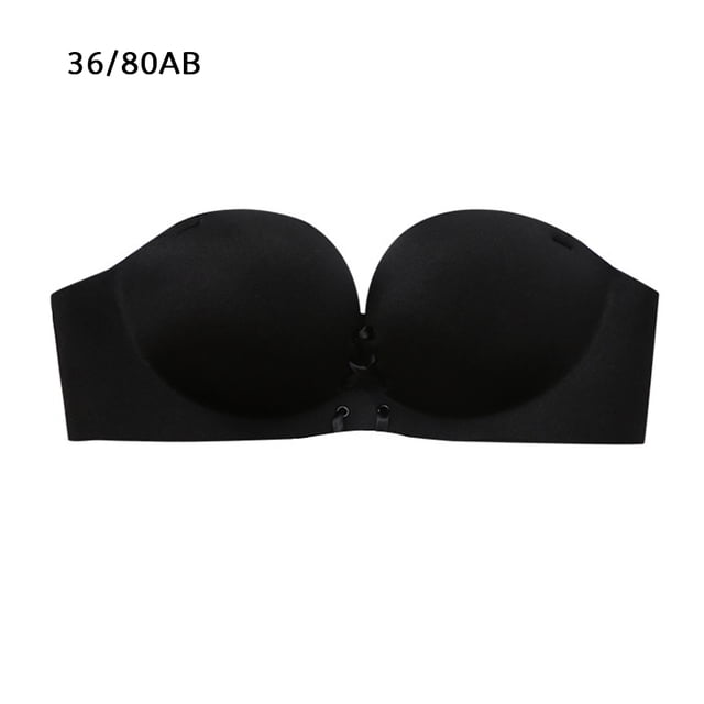 Sujetador sin tirantes para mujer, ropa interior invisible antideslizante, soporte inalámbrico, adhesivo en el pecho para vestido de novia, negro, 36 / 80AB Scienceny AP001168-03B