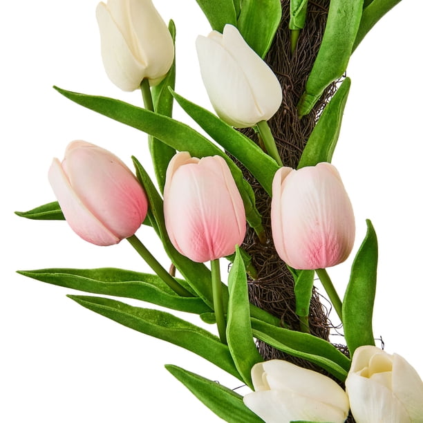 Flores artificiales, flores falsas, flores artificiales, juego de regalo para mujer, corona artificial para puerta de primavera y decoración del hogar, corona decorativa.
