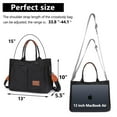 thumbnail image 2 of AOUNQ Canvas Tote Bag for Women Trendy Purse and Handbags Work Tote Bags with Pockets Crossbody Satchel Bag,Black, 2 of 6