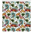 thumbnail image 3 of Ocean Shower Curtain, Hawaiian Surfer on Wavy Deep Sea Retro Style Palm Trees Flowers Surf Boards Print, Fabric Bathroom Set with Hooks, 69W X 84L Inches Extra Long, Multicolor, by Ambesonne, 3 of 3