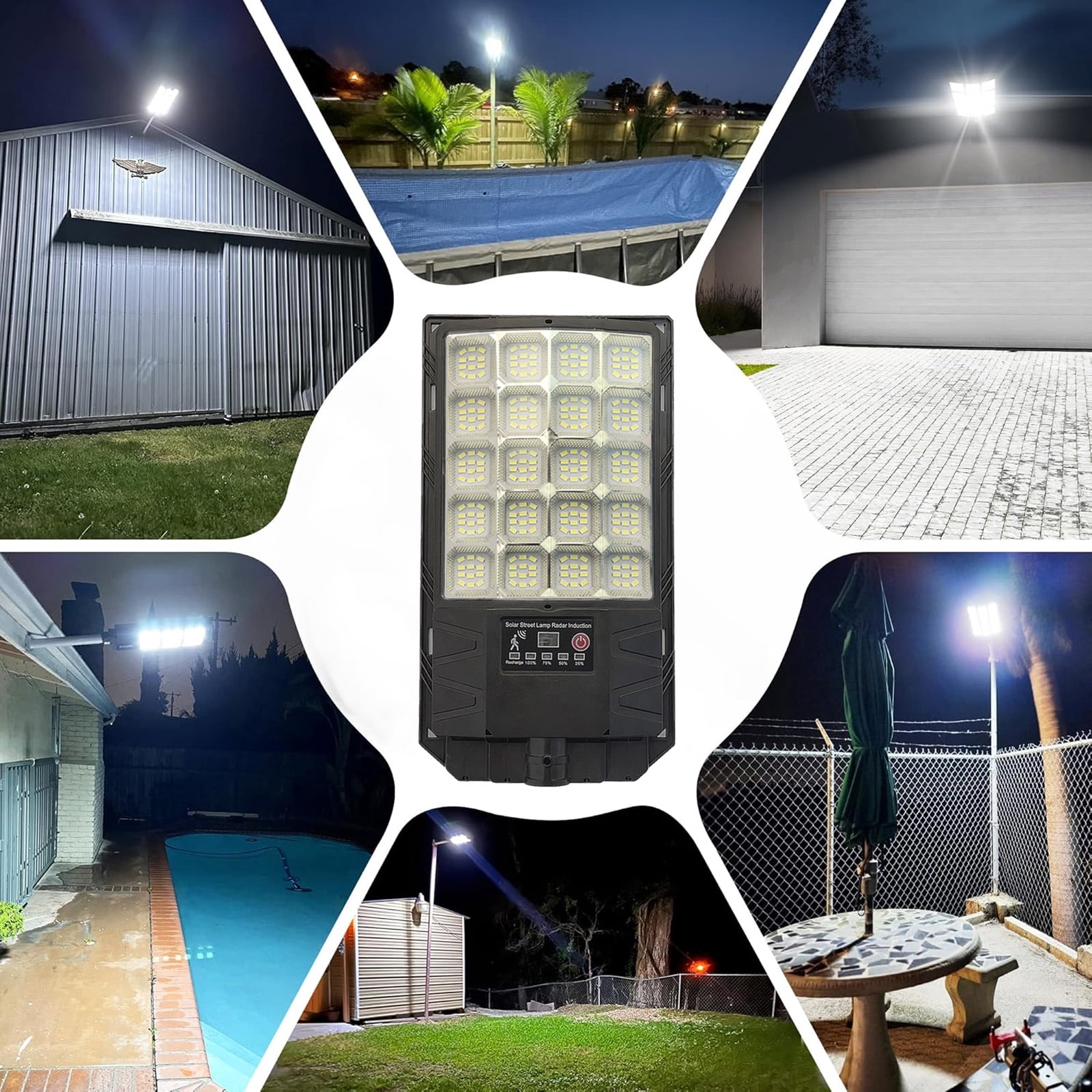 Solar Street Lights Outdoor, 6500K Waterproof LED Solar Flood Lights with Motion Sensor, Dusk to Dawn Solar-Powered Light for Outside, Security Lights for Parking Lot Yard Driveway