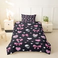 thumbnail image 2 of Erosebridal Bowknot Skull Heart Twin Bedding for Girls, Cute Ribbon Duvet Cover Set, Black Reversible, 1 Duvet Cover and 1 Pillowcase (No Comforter), 2 of 6
