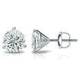thumbnail image 2 of 2 Carat Lab Grown Diamond Stud Earrings in 14k White Gold Round (cttw, I-J, VS1-VS2) 3-Prong Martini, Screw-backs by Diamond Wish, 2 of 3