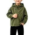 thumbnail image 5 of Children Padded Jackets Girls Dqueduo Boys' Hooded Windbreaker Zip Up Casual Outdoor Jacket Coat With Pockets Army Green 2-3 Years, 5 of 7