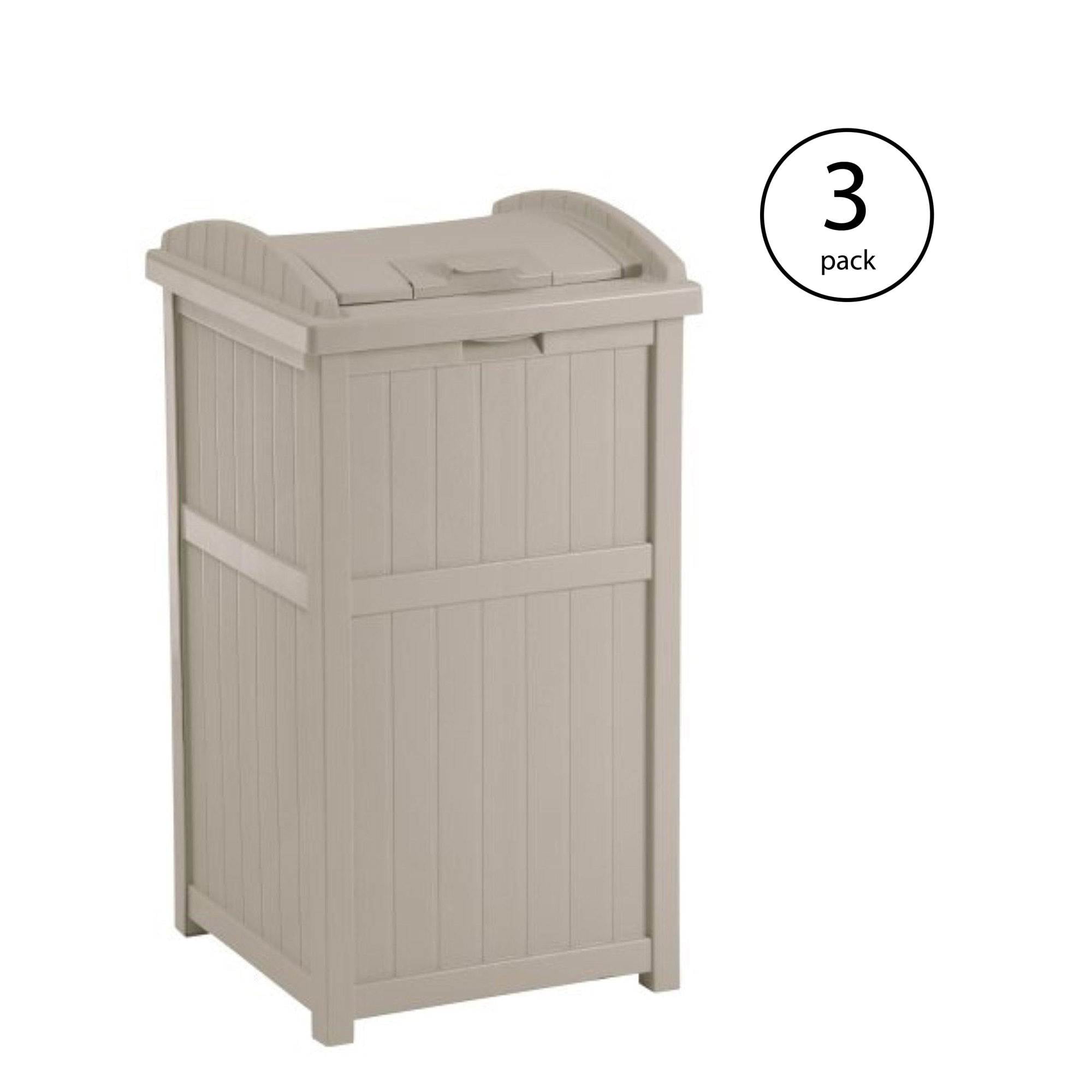Suncast Trash Can Hideaway Outdoor 33 Gallon Garbage Waste Bin, White (3  Pack), 1 Piece - City Market