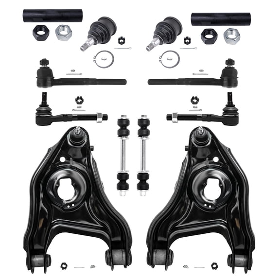Detroit Axle - New 12-Piece Front Suspension Kit fits 2WD ONLY - (2) Front Lower Suspension Control Arms & Ball Joints, (4) Front Inner & Outer Tie Rod End Links, (2) Tie Rod Adjusting Sleeves