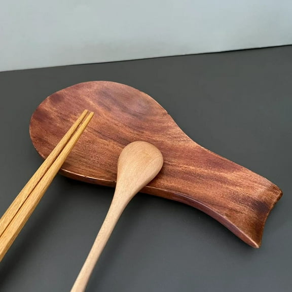 LShunze Spoon Rest for Stove Top, Bamboo Wood Spoon Holder for Kitchen Counter, Perfect Larger Utensil Rest for Spatula, Spoon or Tong