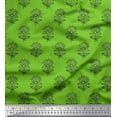 thumbnail image 1 of Soimoi Green Rayon Fabric Leaves & Floral Block Printed Craft Fabric by the Yard 42 Inch Wide, 1 of 4